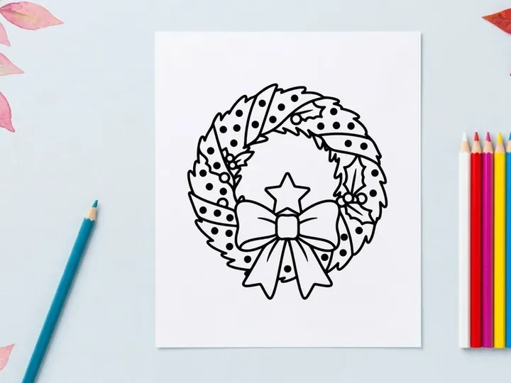 Ilustração de arte vetorial de grinalda de Natal com laço decorativo e ícone de estrela
