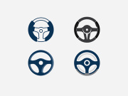 Car steering wheel logo illustration vector