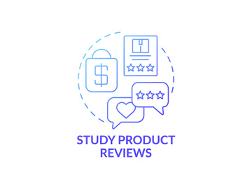 Studying product reviews concept icon preview picture