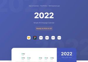 One Page Calendar UI for 2022