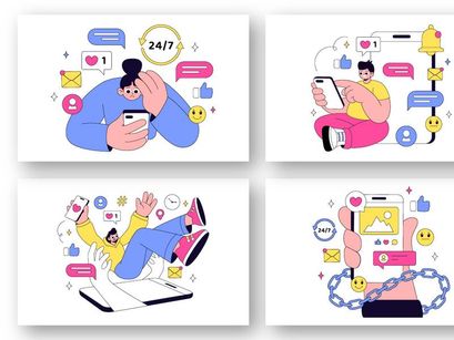10 Social Media Addiction Illustration