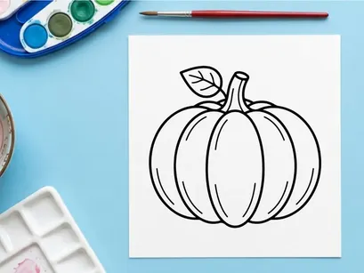 Pumpkin with leaf, autumn harvest symbol. Seasonal vegetable for cooking and decoration.