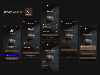 Mr. Coffee - Online Coffee Shop App | Figma UI Kit