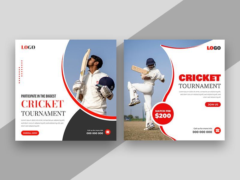 Cricket Tournament Social Media Instagram Post Banner