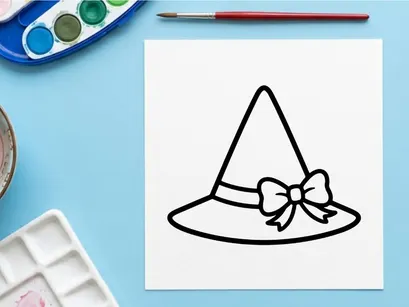 Chapéu de bruxa elegante com laço de cetim para fantasia de Halloween. Acessório clássico de chapéu preto pontudo para cosplay e uso em festas.