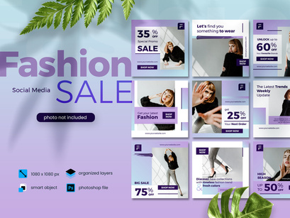 Fashion Sale Banner Social Media elegant purple template