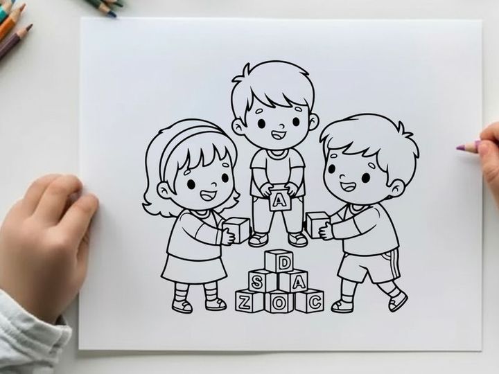 Children learning alphabet at zoo vector illustration