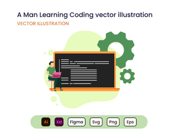 Developer. Coder. A Man Learning Coding concept preview picture