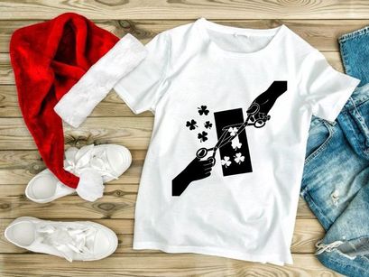 Hands Cutting Shamrocks Silhouette