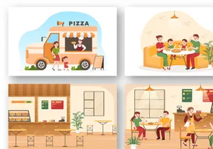 12 Italian Food Restaurant Illustration