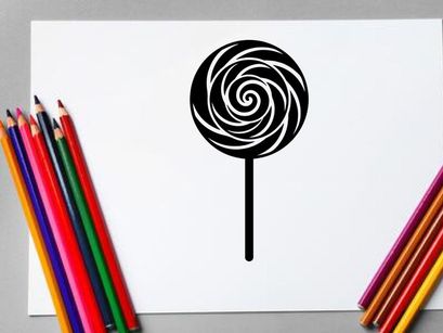 Black and White Spiral Lollipop Close-Up for Advertising and Design