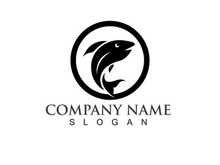 Fish jump logo animal vector