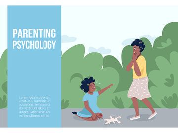 Parenting psychology banner flat vector template preview picture