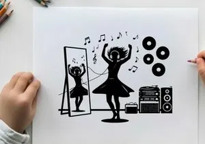 Silhouette of a woman dancing to music silhouette