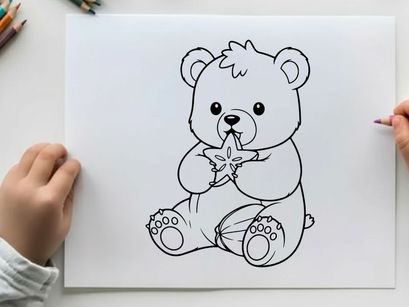 Cute teddy bear with star vector illustration flat design