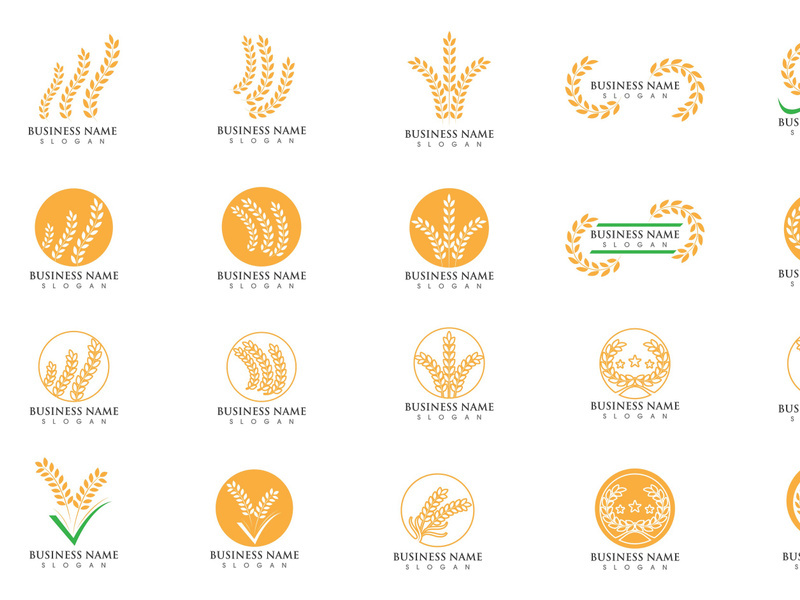 Wheat food rice logo vector
