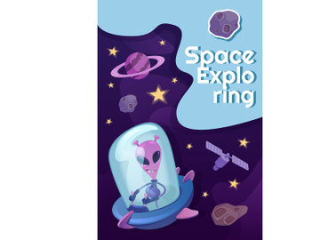 Space exploring poster flat vector template preview picture