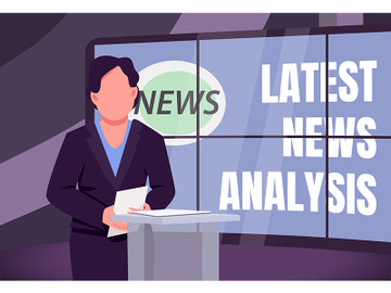 Latest news analysis banner flat vector template preview picture
