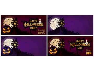 Happy halloween banner vector templates set preview picture