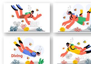 9 Underwater Diving Sport Illustration