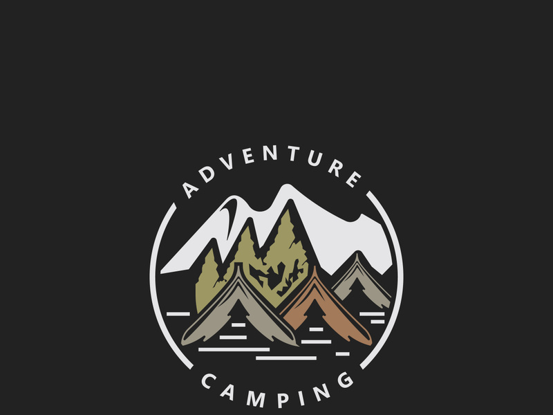 Camping tent logo Outdoor adventure vintage design emblem vector illustration