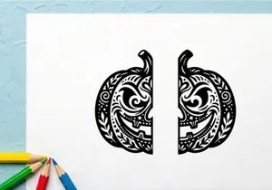 Intricate Halloween Pumpkin Carving with Tribal Design