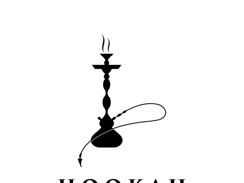 Isolated vintage hookah, shisha or waterpipe logo for club, bar, cafe and shop.