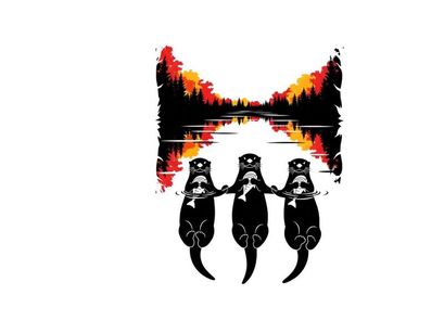 Three rats silhouette in front of a vibrant sunset silhouette