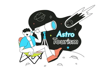6 Astro Tourism Vector Illustration
