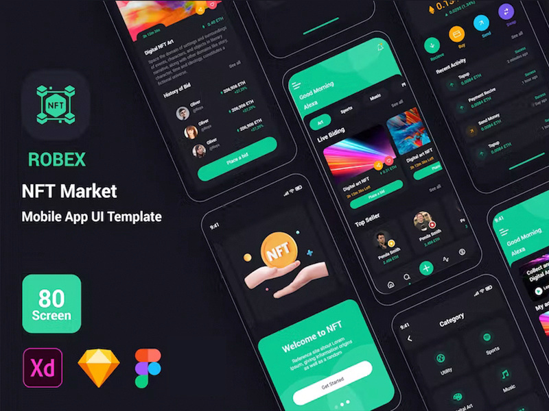 Robex NFT Market Mobile App UI