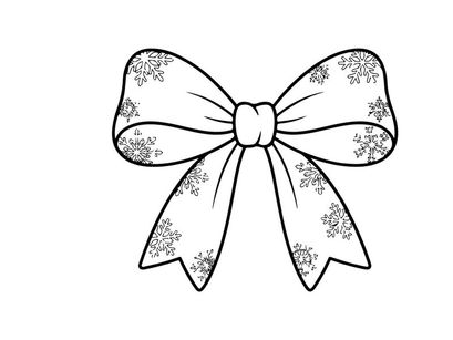 Ilustração de laço de Natal com padrão de floco de neve para embrulho de presentes e decoração de feriados
