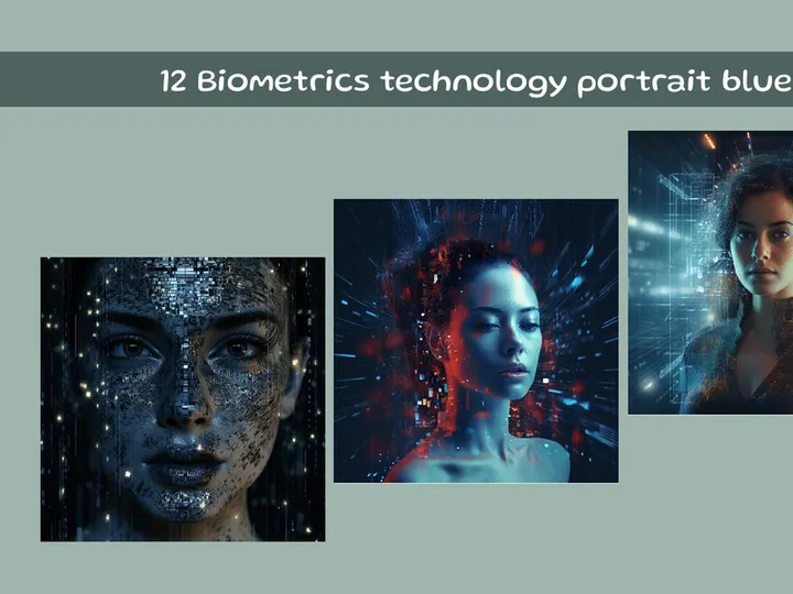 Biometrics technology portrait blue