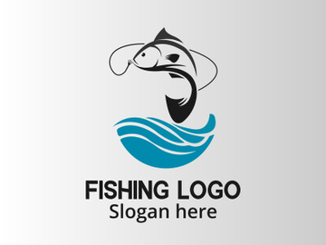 Creative flat design fishing logo preview picture