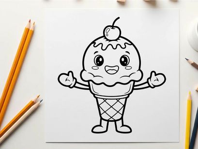 Cute ice cream character thumbs up vector illustration