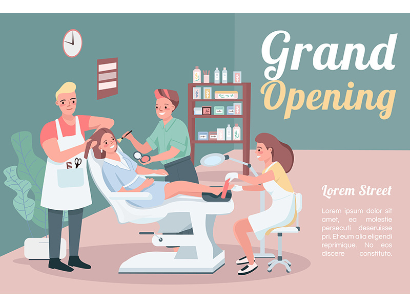 Grand opening banner flat vector template