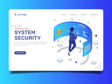 System security - Landing page illustration template preview picture