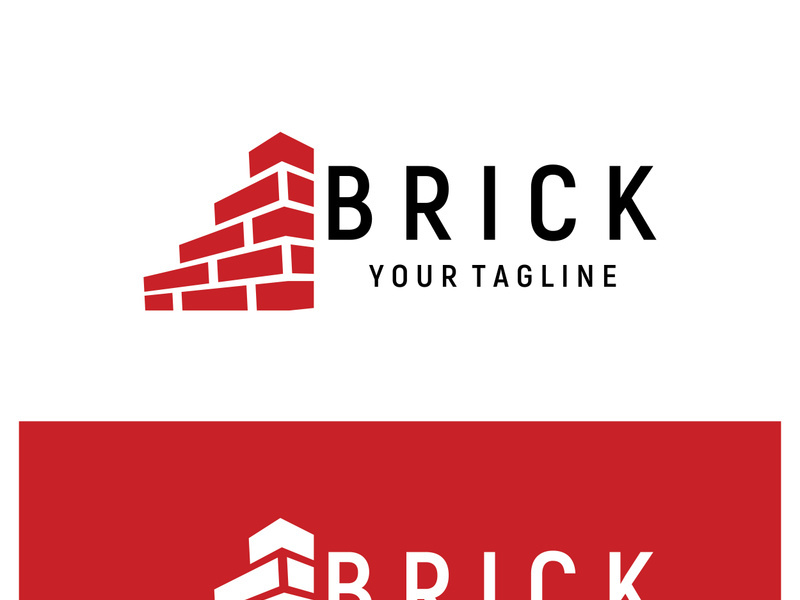 creative brick logo designs for buildings, architectural buildings, civil engineering, building materials shops