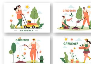 12 Summer Gardener Illustration