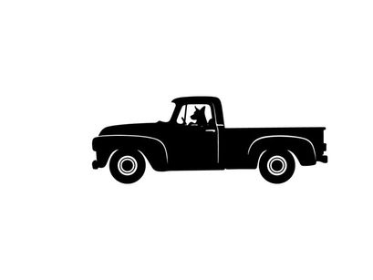 Silhouette of a classic pickup truck with a single cab