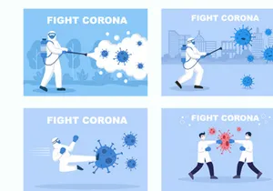16 Fighting With Corona Virus Flat Illustration