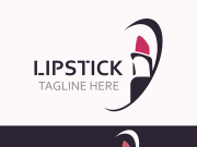 Lipstick logo design for makeup fashion shop and beauty vector cosmetic design template