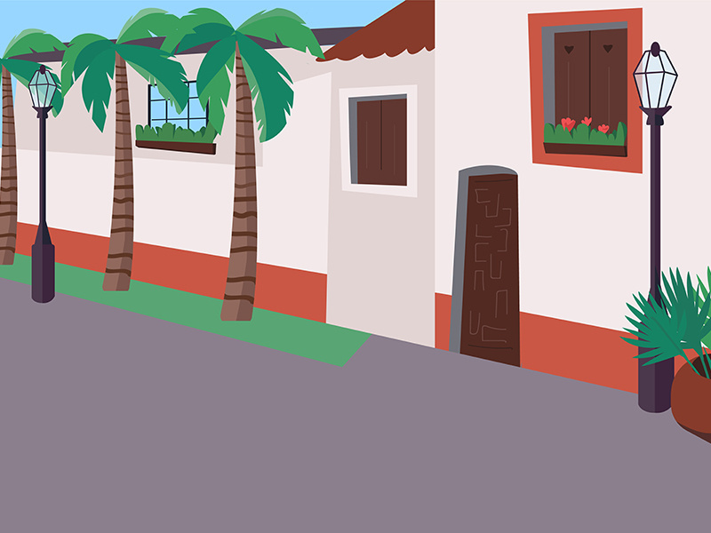 Mexican sidewalk flat color vector illustration