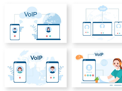 13 VOIP or Voice Over Internet Protocol Illustration