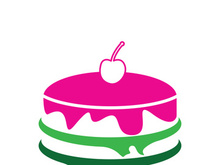 Sweet cake template logo design vector illustration of silhouette with cherries