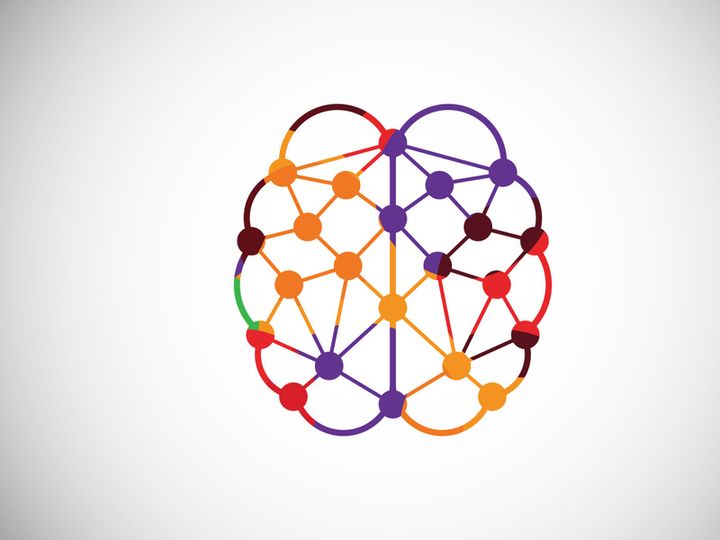 Modern low poly style brain logo design, Geometric and triangle brain logo icon sign symbol.