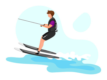 Waterskiing flat vector illustration preview picture