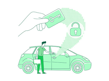 Keycard scan thin line concept vector illustration preview picture