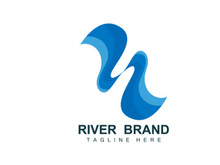 River Logo Design, River Creek Vector, Riverside Illustration With A Combination Of Mountains And Nature, Product Brand