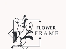 Floral frame flower round shape emblem logotype isolated on white background, leaves luxury linear logo circle style boutique