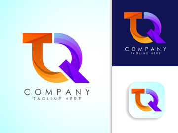 Letter T Q gradient color logo design template. Graphic alphabet symbol preview picture